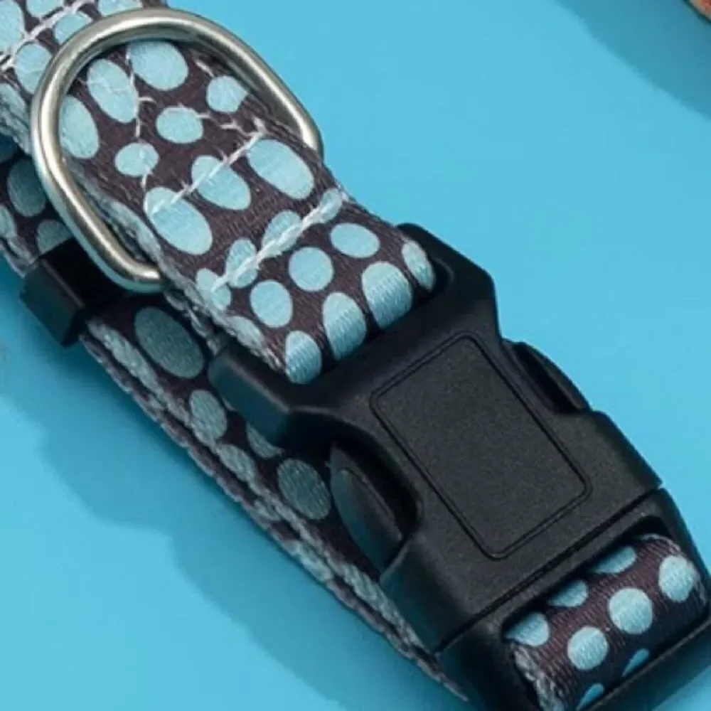 NWOT New Pettidol Dog Pet Collar w/Quick Release Buckle Blue/Brown Dot Pattern